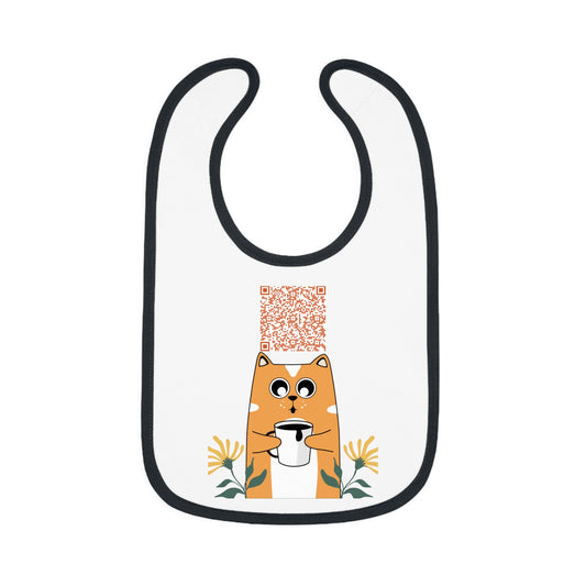 Artistic Baby Bib with QR Code | Stylish Toddler Bib | Unique Gift for New Parents | Baby Shower Essential, Eco-Friendly, Nursery Decor,