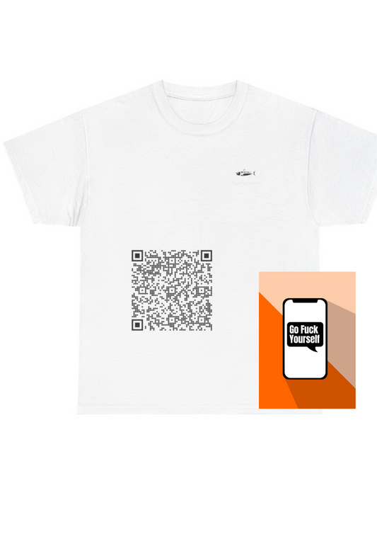 QR Code Unisex Heavy Cotton Tee, Unique Tee, Casual Wear, Tech Apparel, Gift Idea, Modern T-Shirt