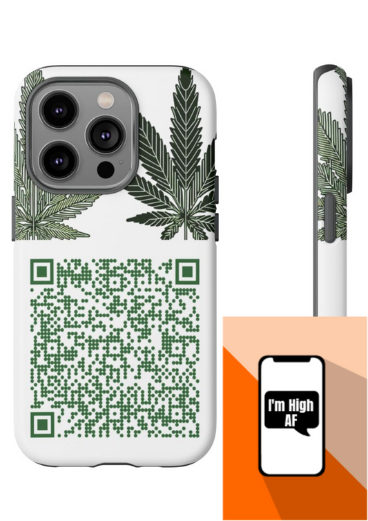 Tough Cases: Stylish Cannabis Leaf Phone Case, Plant Lover Gift, Eco-Friendly Accessory, Unique QR Code Design